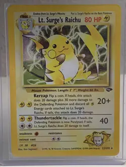 Lt. Surge’s Raichu - Gym Challenge Rare Holo 11/132 Pokemon Card Rare LP - Image 1