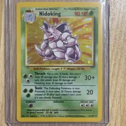 1999 Pokemon Nidoking Holo Rare 90 HP Base Set Card 11/102 Vintage WOTC - Image 1