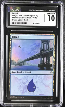 Island 0195 Foil Marvel's Spider-man Magic: The Gathering CGC 10 Gem Mint - Image 1