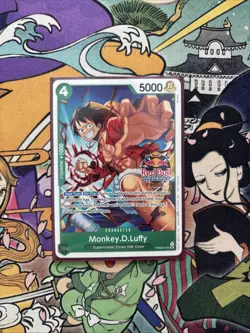 SEALED LUFFY RED BULL X ONE PIECE PRB02-005 PROMOTION CARD AND DOUBLE DON SET - Image 3