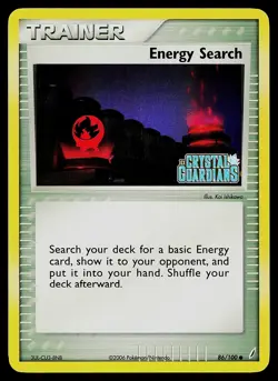 Pokemon Card Energy Search Crystal Guardians 86/100 Common Reverse Holo STAMPED - Image 1