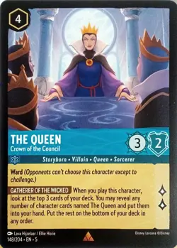148/204 THE QUEEN CROWN OF THE COUNCIL SHIMMERING SKIES RARE DISNEY LORCANA CARD - Image 1