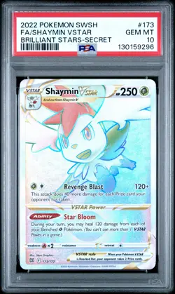 PSA 10 Shaymin VSTAR 173/172 Brilliant Stars Holo Pokemon Card - Gem Mint - Image 1