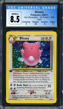 CGC 8.5 Blissey (1st Ed.) Neo Revelation 2/64 Holo Pokemon Card B13 - Image 1