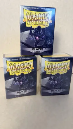 Dragon Shield Black Classic Standard Card Sleeves 100 Count Lot of 3 New - Image 1
