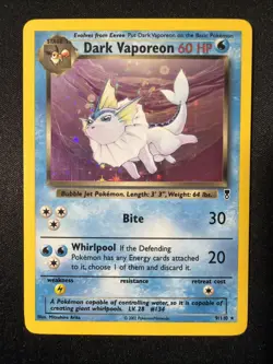 Dark Vaporeon 9/110 Legendary Collection 2002 Holo Nintendo Pokemon Card TCG - Image 1
