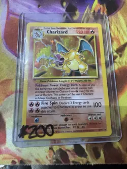 Pokemon TCG Charizard Base Set Holo Unlimited Rare Card 4/102 HP/Damaged - Image 1