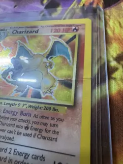 Pokemon TCG Charizard Base Set Holo Unlimited Rare Card 4/102 HP/Damaged - Image 2