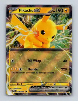 Pikachu ex 028 2025 Pokemon Prismatic Evolutions Double Rare Card NM+ (a) - Image 1