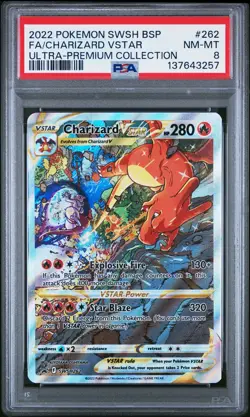 2022 POKEMON SWSH BLACK STAR PROMO #262 FULL ART/CHARIZARD VSTAR PSA 8 - Image 1