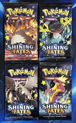 Pokemon 2020 Sword & Shield Shining Fates Booster Pack Lot X4 Artset Nm Mint - Image 1