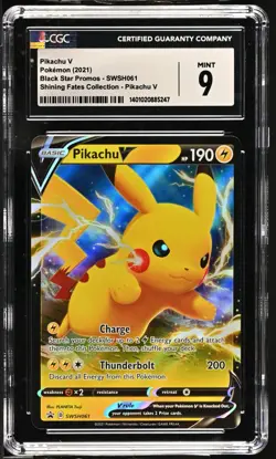 Pikachu V Black Star Promos SWSH061 English Pokemon CGC 9 Mint - Image 1