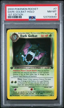 2000 POKEMON ROCKET 1ST ED #7 DARK GOLBAT-HOLO PSA 8 - Image 1