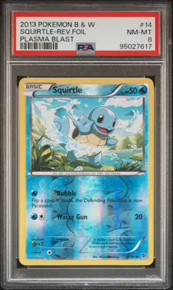 PSA 8 NM-MT Pokemon Squirtle Plasma Blast Reverse Rev Holo Foil Rare #14 - Image 1
