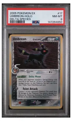 2005 POKEMON EX DELTA SPECIES #17 UMBREON-HOLO PSA 8 - Image 1