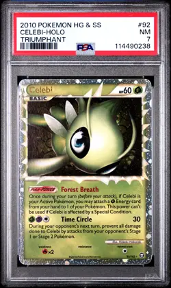 2010 POKEMON TRIUMPHANT CELEBI PRIME #92 ULTRA RARE PSA 7 NEAR MINT #114490238 - Image 1