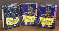 Lot Of 3 Packs Of Dragon Shield 60-Count Matte Sleeves Black / Purple Open Boxes - Image 1