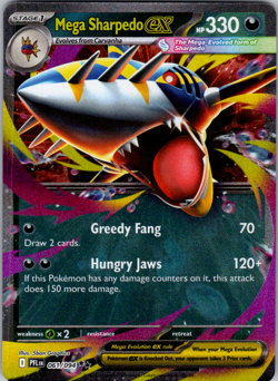 ☁ Mega Sharpedo ex 061/094 Phantasmal Flames Pokemon Double Rare NM - Image 1