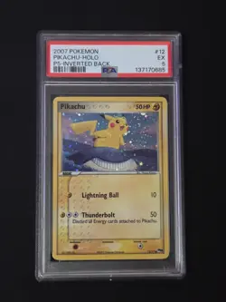 Pokemon Pikachu Holo Pop Series 5 Inverted Back PSA 5 12/17 - Image 1