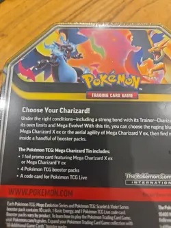 POKEMON MEGA CHARIZARD X EX TIN 4 BOOSTER PACKS & CHARIZARD PROMO BRAND NEW - Image 3
