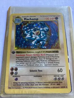 Pokemon MACHAMP 1st Edition Holo Rare 8/102 Base Set Card EXC/NEAR MINT - Image 1