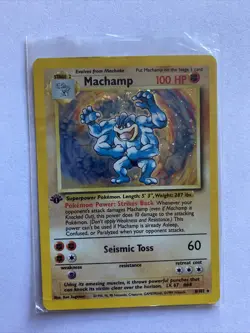Pokemon MACHAMP 1st Edition Holo Rare 8/102 Base Set Card EXC/NEAR MINT - Image 2