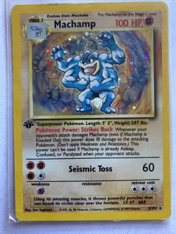 Pokemon MACHAMP 1st Edition Holo Rare 8/102 Base Set Card EXC/NEAR MINT - Image 3