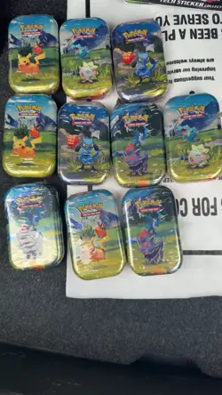 Pokemon Trading Card Game Mini Tins Pikachu Togepi Riolu Zorua Collectible Lot - Image 1
