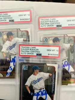 Lot (3) Walker Buehler Signed Auto cards PSA/DNA Slabbed - Image 1