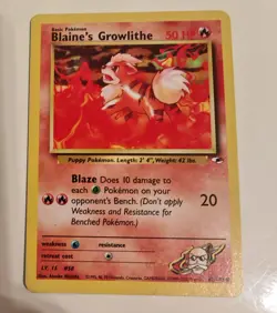Rare Pokemon TCG Blaine's Growlithe Gym Heroes 62/132 Card LP WOTC - Image 1