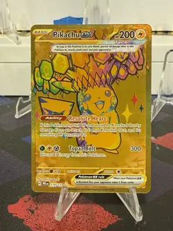 Pokemon TCG Pikachu EX Hyper Rare Gold SV Prismatic Evolutions Card 179/131 - Image 1