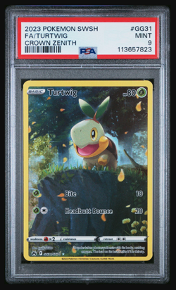PSA 9 Mint 2023 Pokemon TCG Crown Zenith Turtwig Full Art GG31/GG70 - Image 1