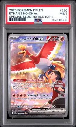 2025 POKEMON DRI EN-DESTINED RIVALS #230 ETHAN'S HO-OH EX PSA 9 - Image 1