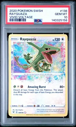 2020 POKEMON SWORD & SHIELD VIVID VOLTAGE #138 RAYQUAZA PSA 10 - Image 1