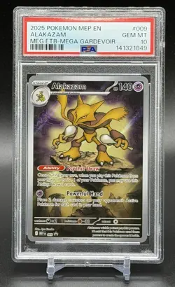 2025 POKEMON EVOLUTION BLACK STAR PROMO 009 ALAKAZAM MEGA ETB PSA 10 - Image 1