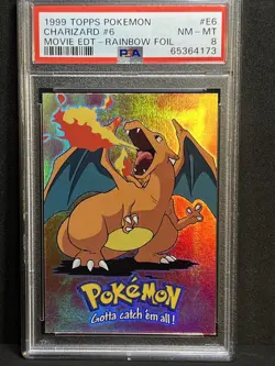 1999 Topps Pokemon Rainbow Foil Charizard PSA 8 Movie Edt E6/12 - Image 4