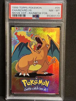 1999 Topps Pokemon Rainbow Foil Charizard PSA 8 Movie Edt E6/12 - Image 5