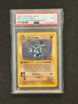 1999 POKEMON BASE SET 1ST EDITION SHADOWLESS #8 MACHAMP HOLO PSA 9 - Image 1