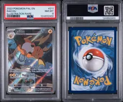 2023 Pokemon RAICHU 211/193 PAL EN Illustration Rare Full Art Holo NM-MT PSA 8 - Image 1