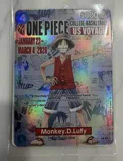 Bandai One Piece Card Game Monkey.D.Luffy Promo Holo US Voyage P-055 - Image 1