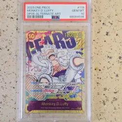 Bandai Monkey.D.Luffy Alternate Art Secret Rare Foil OP05-119 PSA 10 12000 Power - Image 1