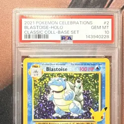 PSA 10 GEM MINT Blastoise 2 Celebrations Classic Collection Holo Pokemon Card - Image 3