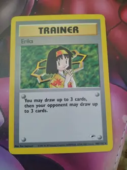 Erika Trainer 100/132 Gym Heroes Unlimited Rare WotC Vintage Pokemon Card LP/NM - Image 1