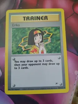 Erika Trainer 100/132 Gym Heroes Unlimited Rare WotC Vintage Pokemon Card LP/NM - Image 2