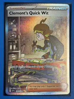 Pokemon - Clemont's Quick Wit - 243/191 - SV08: Surging Sparks NM + Card Saver - Image 1