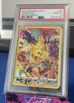 2023 POKEMON SWORD & SHIELD CROWN ZENITH #160 FULL ART/PIKACHU PSA 10 - Image 1