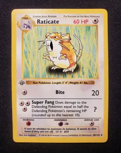 1999 Pokemon Base Set Shadowless 1st Edition Raticate Near Mint NEW & UNUSED! - Image 1