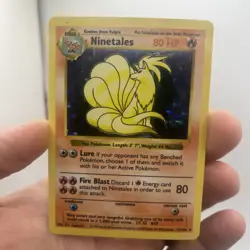 Pokemon TCG Ninetales 12/102 Base Set Holo Rare Black Flame Error Shadowless LP - Image 1