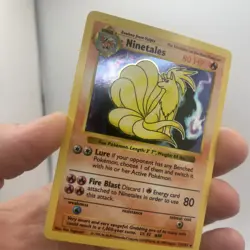 Pokemon TCG Ninetales 12/102 Base Set Holo Rare Black Flame Error Shadowless LP - Image 2