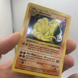 Pokemon TCG Ninetales 12/102 Base Set Holo Rare Black Flame Error Shadowless LP - Image 3